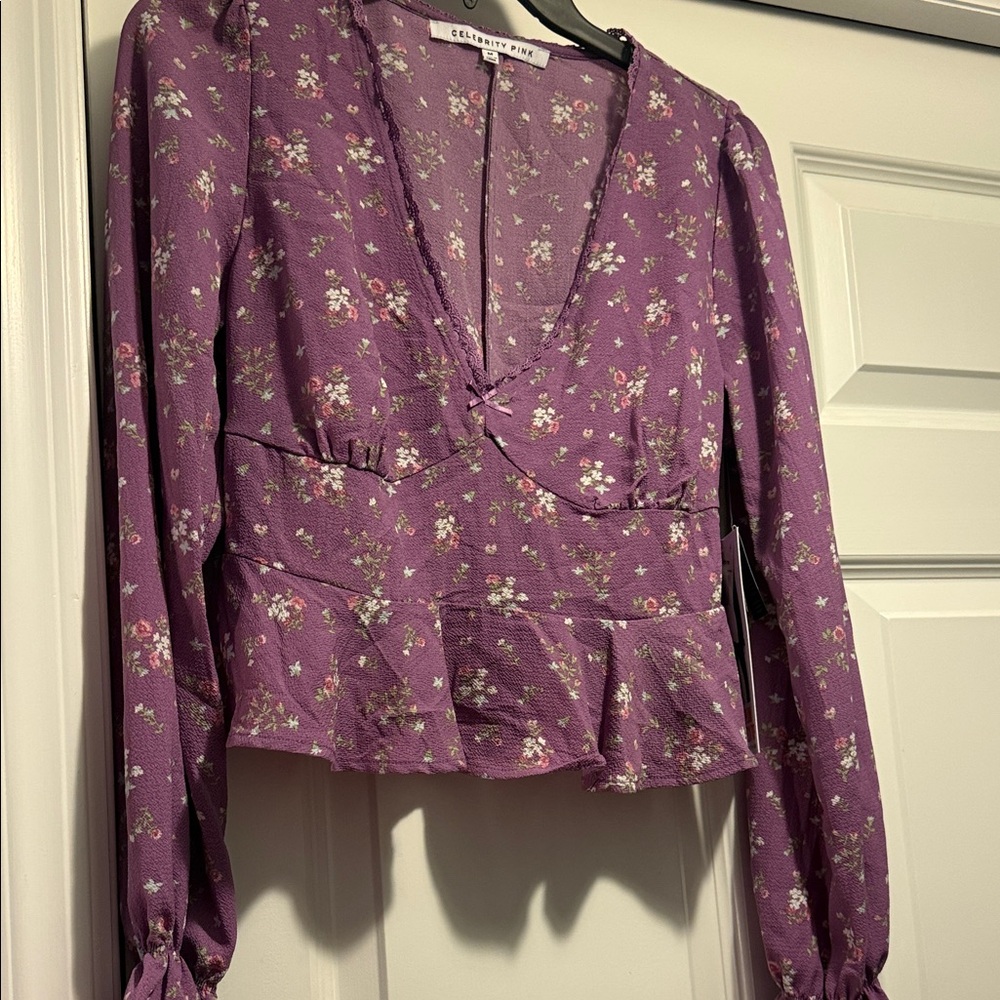 Celebrity Pink Purple Floral Blouse